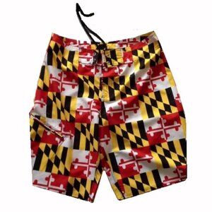 NEW LG Men's Maryland Flag Board Walking Shorts CTX Adjustable Waist Colorful